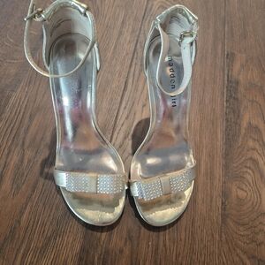 Madden Girl Gold Rhinestone Bow Ankle-Strap Sandals